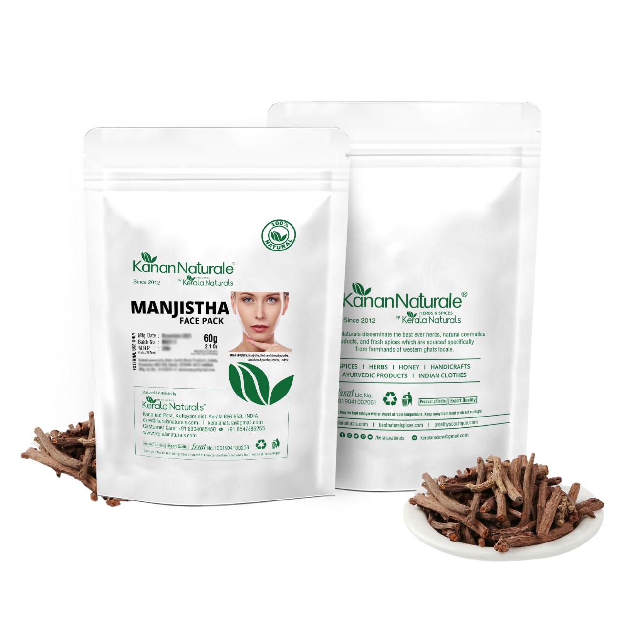 Manjistha face pack 60 gm 120 gm For skin brightening and treating skin disorders